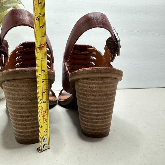 New Lucky Brand Lemia Heel Leather Sandal Burgundy Women's 6.5M/EU37 NWOB - Picture 6 of 11